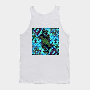 Psychedelic Hippie Square Green Blue and Purple Tank Top